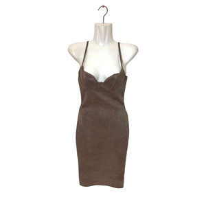 Windsor Faux Suede Spaghetti Strap Dress Oatmeal Brown Size XS